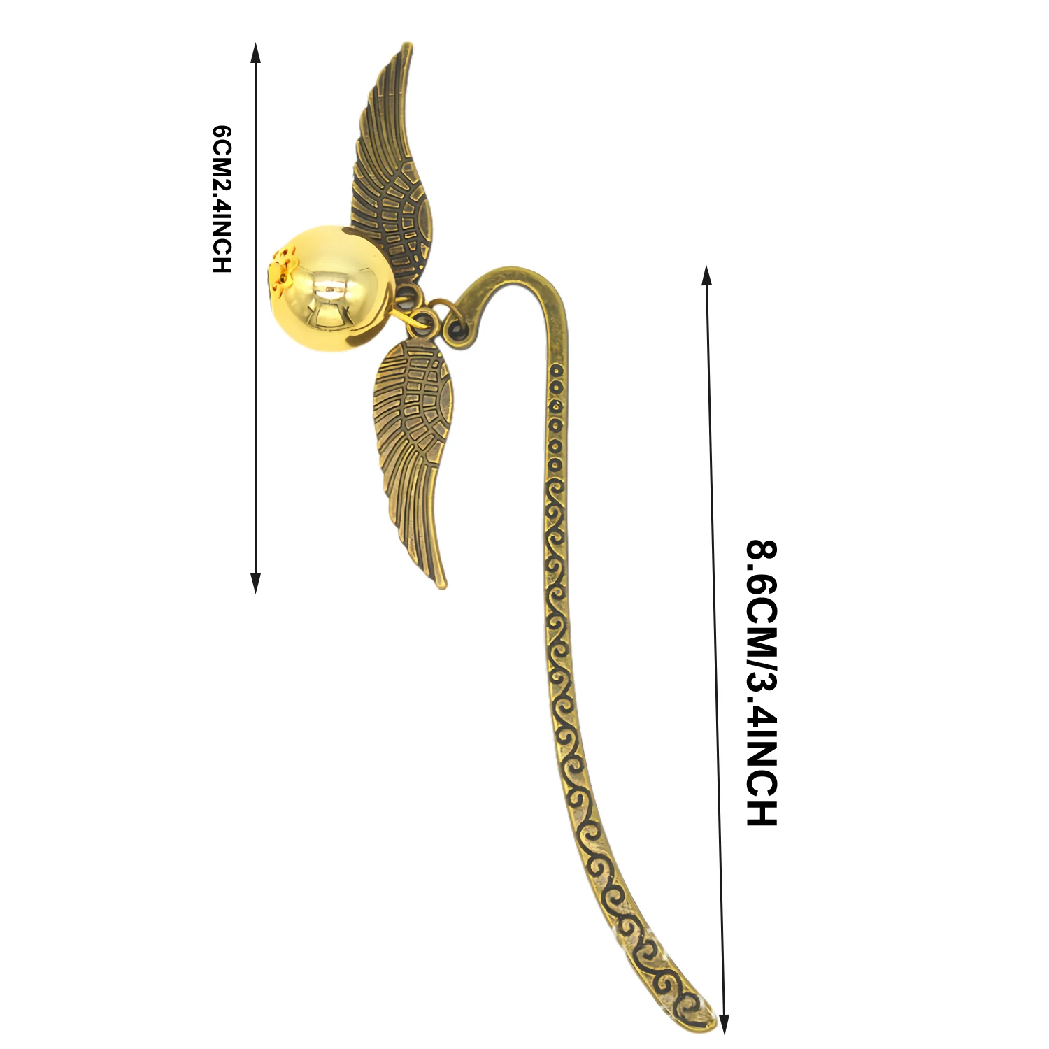 Magic Academy Metal Bookmark with Ornament Golden Snitch Hogwarts Reading Gift Christmas Stocking Book Lover Gift (Silver/Gold)