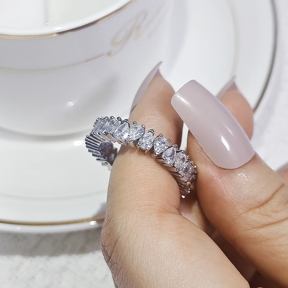 New Trendy Drainage Drip Silver Color Aesthetic Eternity Band Ring for Women Christmas Gift Jewelry Bulk Sell R7972