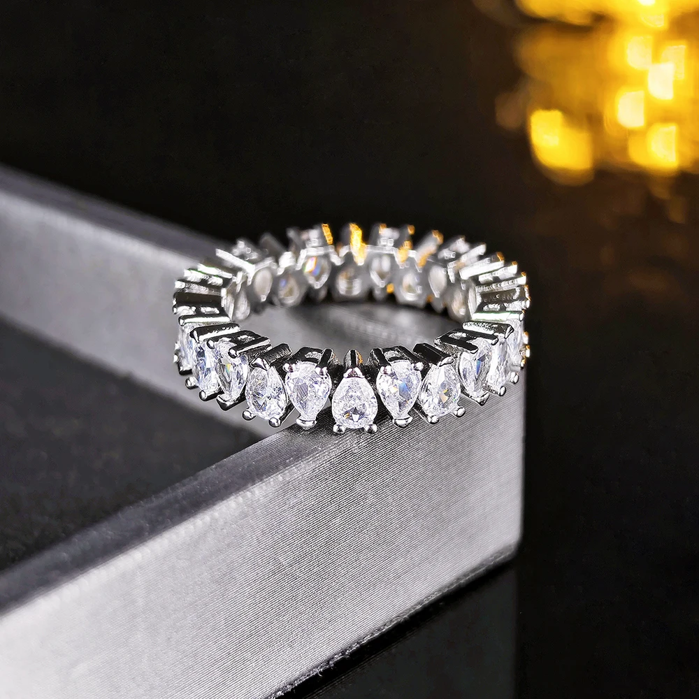 New Trendy Drainage Drip Silver Color Aesthetic Eternity Band Ring for Women Christmas Gift Jewelry Bulk Sell R7972