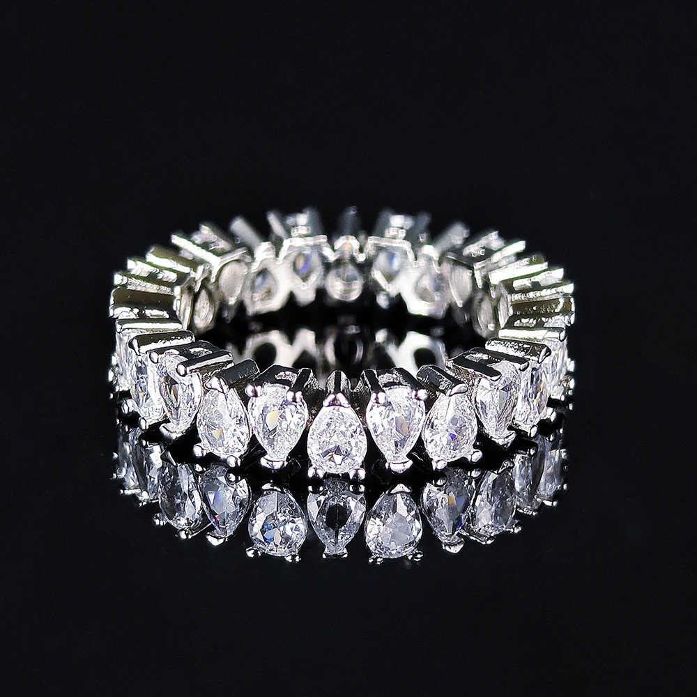 New Trendy Drainage Drip Silver Color Aesthetic Eternity Band Ring for Women Christmas Gift Jewelry Bulk Sell R7972
