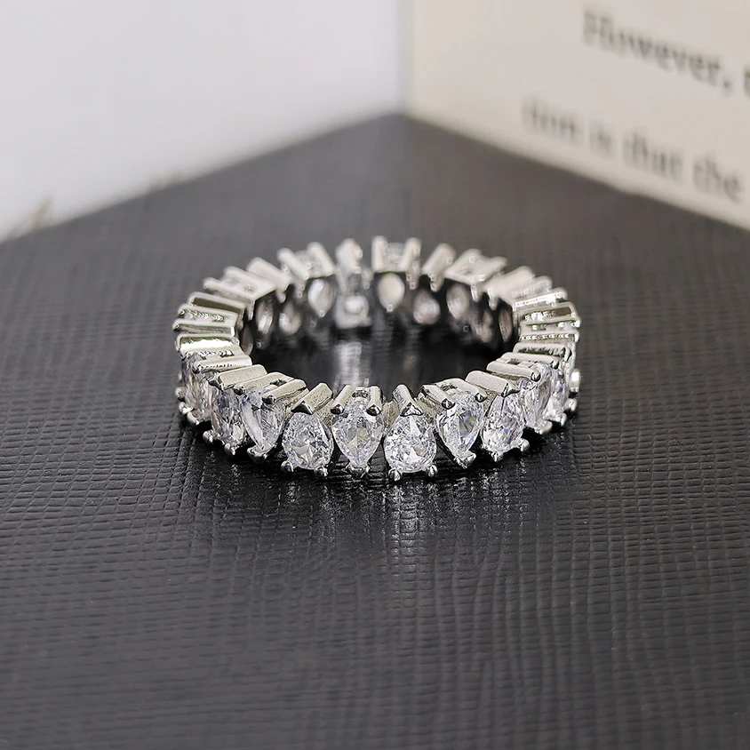 New Trendy Drainage Drip Silver Color Aesthetic Eternity Band Ring for Women Christmas Gift Jewelry Bulk Sell R7972