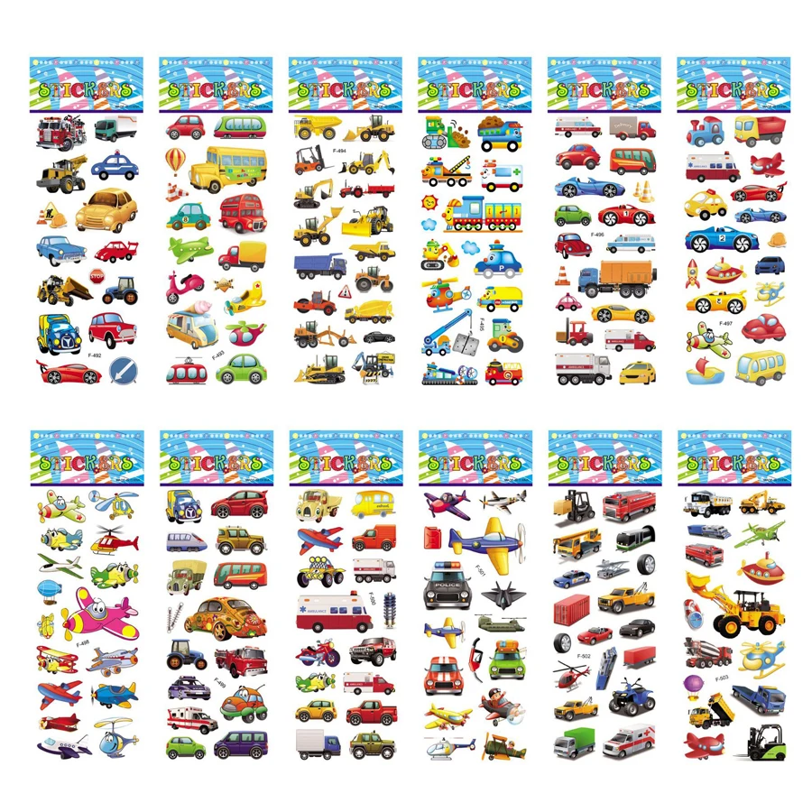 5 Sheets Kids Stickers Puffy Stickers for Children Birthday Christmas New Year Gift for Girl Boy Scrapbooking Cartoon Stickers