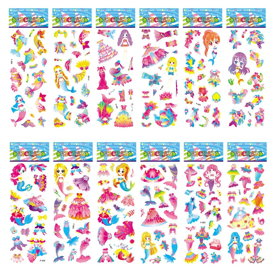 5 Sheets Kids Stickers Puffy Stickers for Children Birthday Christmas New Year Gift for Girl Boy Scrapbooking Cartoon Stickers