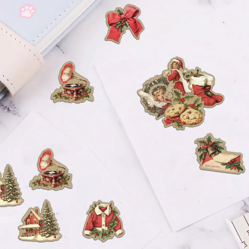 50PCS Creative Retro Christmas Stickers Laptop Phone Cases iPad Water Cups Helmet Stickers Waterproof
