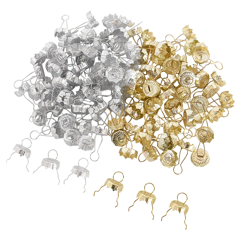 50/100Pcs Gold Silver Christmas Ball Caps Xmas Ball Metal Hangers Ornaments For Christmas Tree Home Decor New Year Navidad Gifts