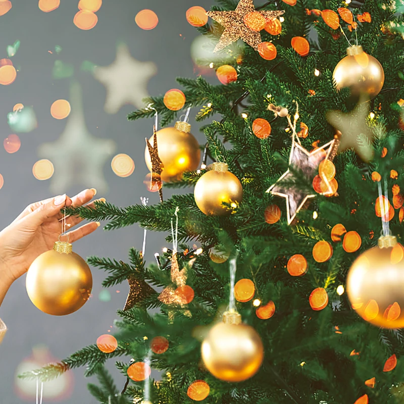 50/100Pcs Gold Silver Christmas Ball Caps Xmas Ball Metal Hangers Ornaments For Christmas Tree Home Decor New Year Navidad Gifts