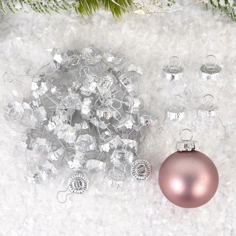 50/100Pcs Gold Silver Christmas Ball Caps Xmas Ball Metal Hangers Ornaments For Christmas Tree Home Decor New Year Navidad Gifts