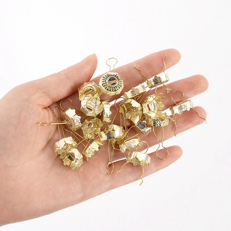 50/100Pcs Gold Silver Christmas Ball Caps Xmas Ball Metal Hangers Ornaments For Christmas Tree Home Decor New Year Navidad Gifts