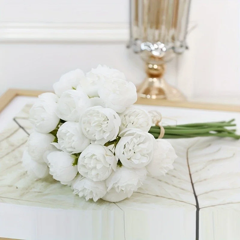 Artificial Peony Silk Flowers 27Heads Bridal Bouquet Wedding Christmas Decoration Flower Home Party Table Decoration Fake Flower