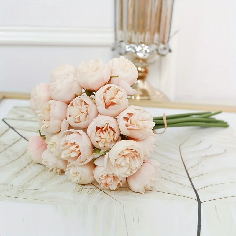 Artificial Peony Silk Flowers 27Heads Bridal Bouquet Wedding Christmas Decoration Flower Home Party Table Decoration Fake Flower