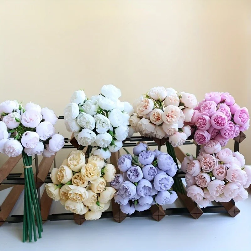 Artificial Peony Silk Flowers 27Heads Bridal Bouquet Wedding Christmas Decoration Flower Home Party Table Decoration Fake Flower