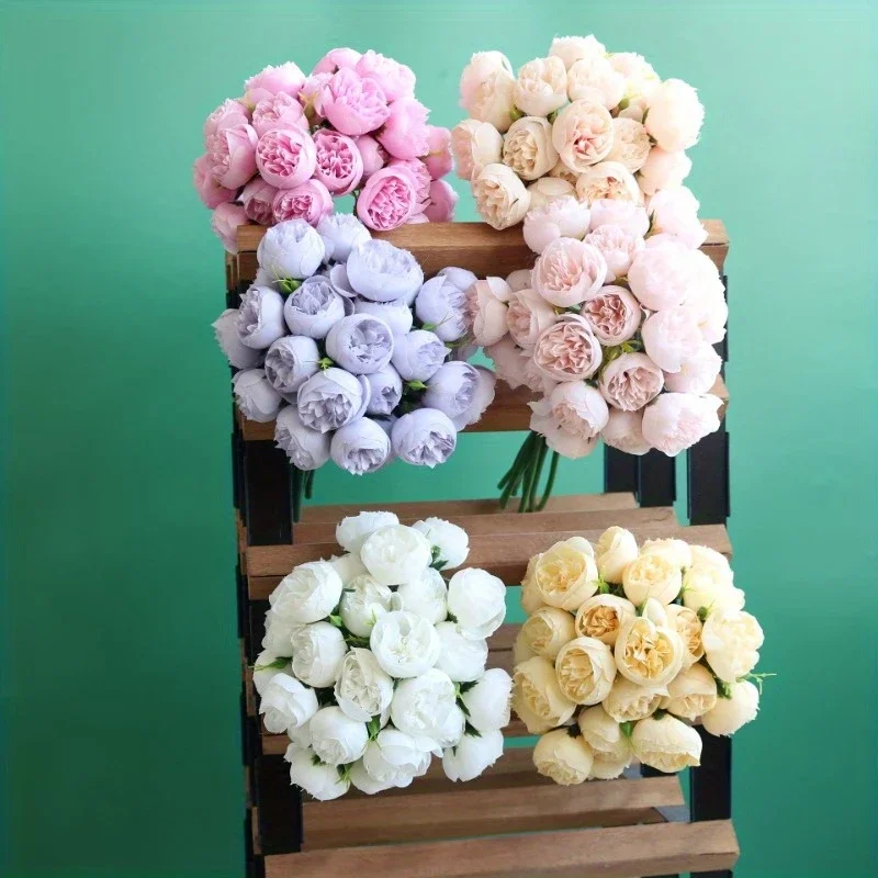 Artificial Peony Silk Flowers 27Heads Bridal Bouquet Wedding Christmas Decoration Flower Home Party Table Decoration Fake Flower