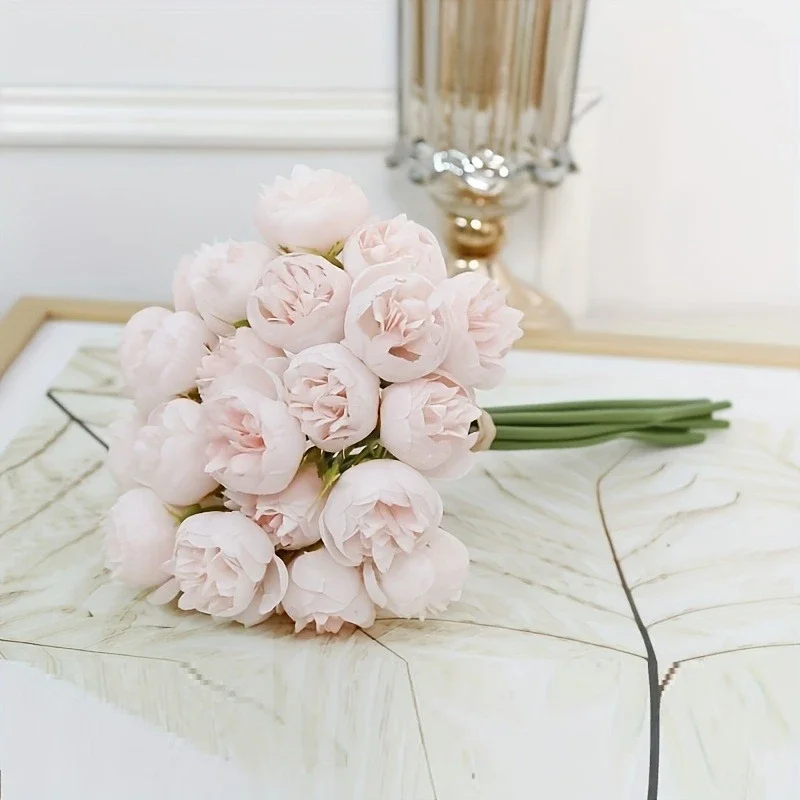 Artificial Peony Silk Flowers 27Heads Bridal Bouquet Wedding Christmas Decoration Flower Home Party Table Decoration Fake Flower