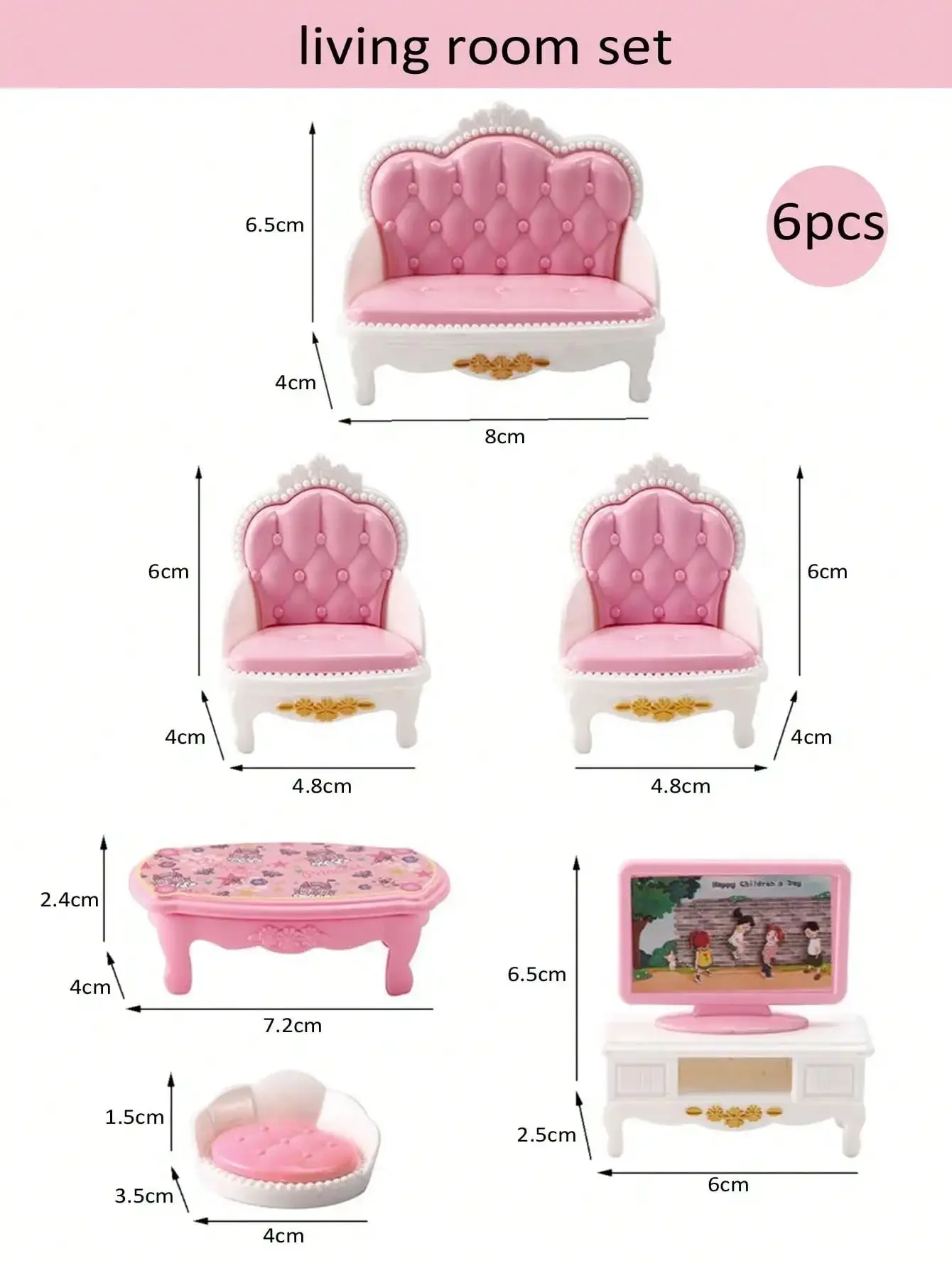 Children's Mini Doll House Accessories Pretend Play Toys Family Scene Bedroom Kitchen Birthday Christmas Children's Gift