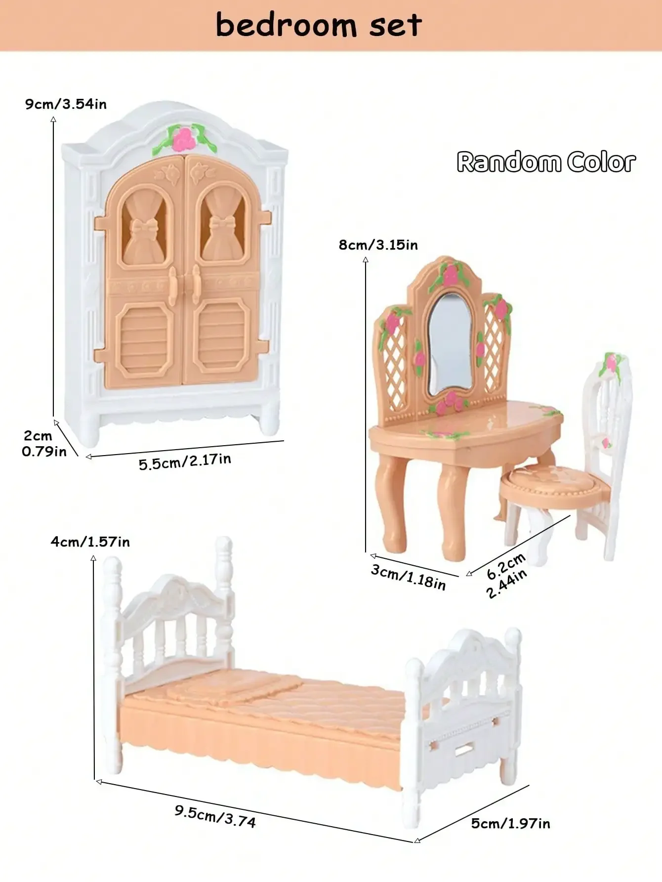 Children's Mini Doll House Accessories Pretend Play Toys Family Scene Bedroom Kitchen Birthday Christmas Children's Gift
