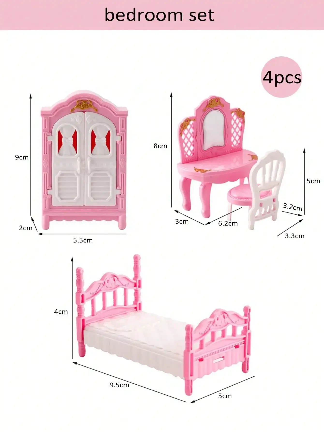 Children's Mini Doll House Accessories Pretend Play Toys Family Scene Bedroom Kitchen Birthday Christmas Children's Gift