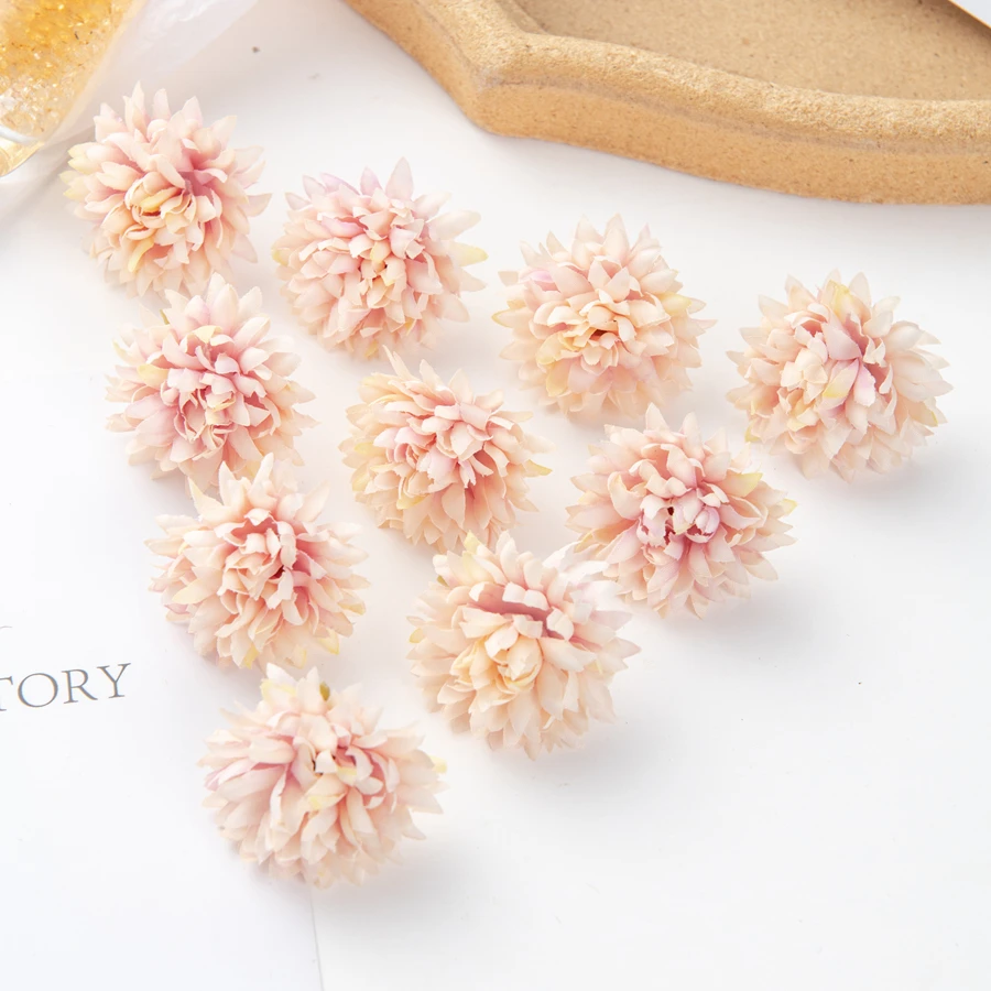 10/50Pcs Pink Silk Carnation Artificial Flowers Scrapbook Bridal Accessories Diy Wedding Rose Arch Christmas Wreaths Home Decor