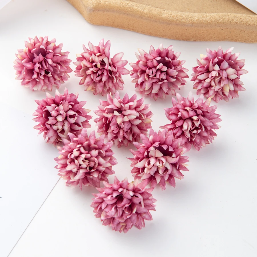 10/50Pcs Pink Silk Carnation Artificial Flowers Scrapbook Bridal Accessories Diy Wedding Rose Arch Christmas Wreaths Home Decor