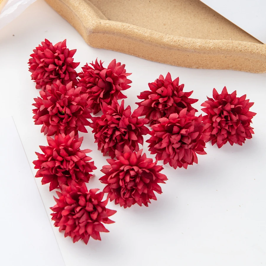 10/50Pcs Pink Silk Carnation Artificial Flowers Scrapbook Bridal Accessories Diy Wedding Rose Arch Christmas Wreaths Home Decor