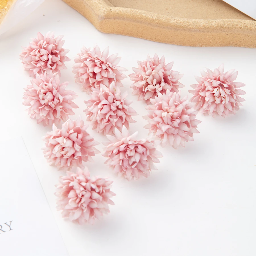 10/50Pcs Pink Silk Carnation Artificial Flowers Scrapbook Bridal Accessories Diy Wedding Rose Arch Christmas Wreaths Home Decor
