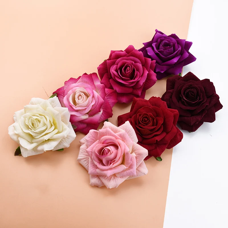 5/50/100pcs Wedding Decorative Plant Wall Flannel Roses Christmas Decorations for Home Scrapbooking Artificial Flowers Wholesale