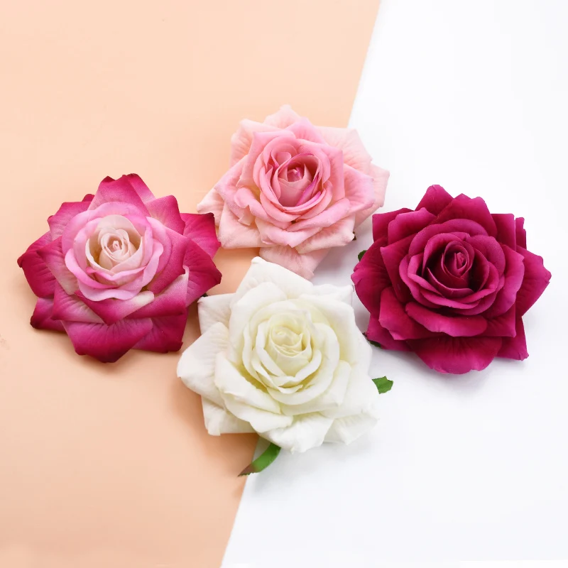 5/50/100pcs Wedding Decorative Plant Wall Flannel Roses Christmas Decorations for Home Scrapbooking Artificial Flowers Wholesale