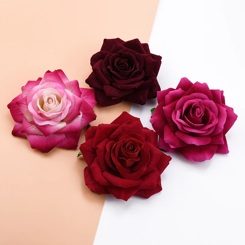 5/50/100pcs Wedding Decorative Plant Wall Flannel Roses Christmas Decorations for Home Scrapbooking Artificial Flowers Wholesale