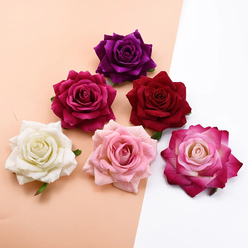 5/50/100pcs Wedding Decorative Plant Wall Flannel Roses Christmas Decorations for Home Scrapbooking Artificial Flowers Wholesale