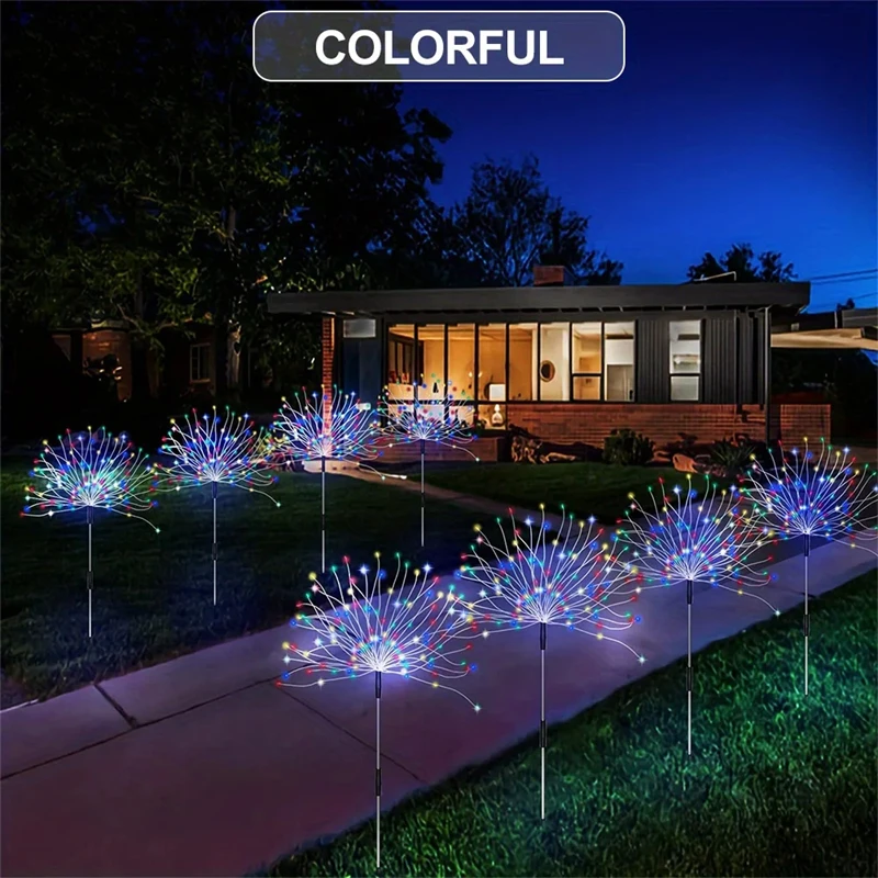 Solar Firework Lights Outdoor IP65 Waterproof Solar 8 Lighting Modes Fairy String Light Christmas Lighting Garden Decoration