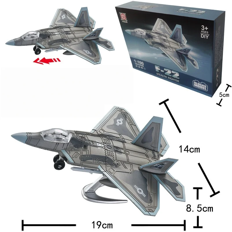 1/100 US F-22 Raptor Stealth Fighter Model Creative Military Series Building Blocks DIY Decor Assembled Toys For Christmas Gifts