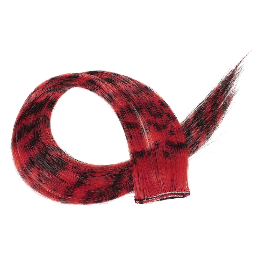 Christmas Stripe Printed Clip in Hair Extensions Synthetic Straight Hair Highlights Colorful 18 Inches Wig Hairpieces Girls