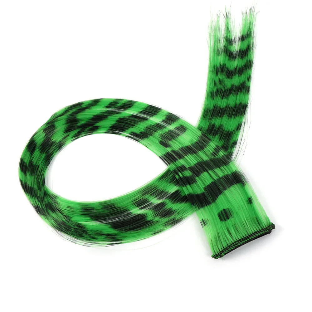 Christmas Stripe Printed Clip in Hair Extensions Synthetic Straight Hair Highlights Colorful 18 Inches Wig Hairpieces Girls
