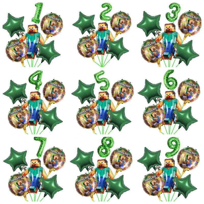 Minecrafte Birthday Party Decoration Aluminum Film Latex Balloon Home Party Decoration Supplies Halloween Christmas Decoration