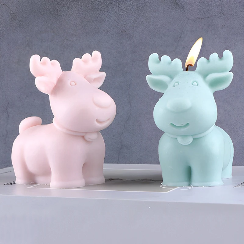 3D Christmas Deer Fragrance Candle Silicone Mold DIY Bell Deer Resin Plaster Mold Gypsum Clay Mold Home Festival Decor Ornament