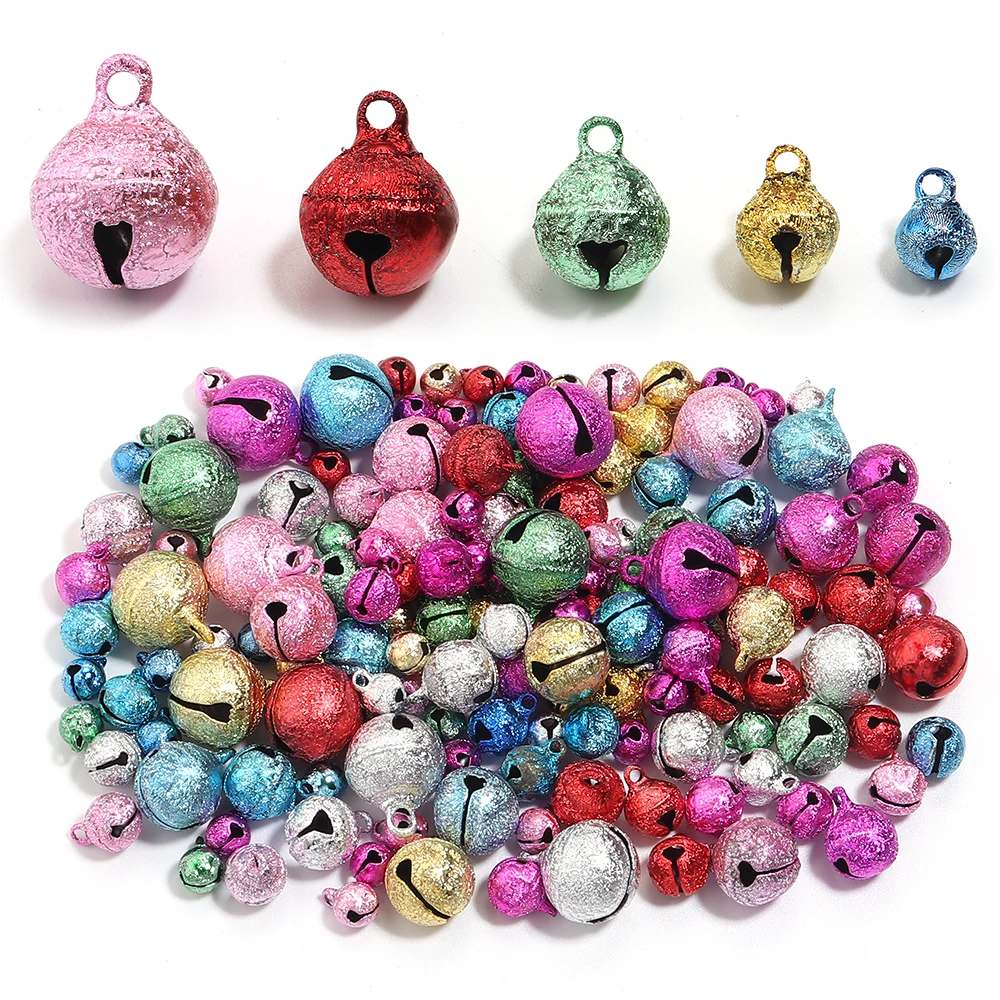 20-50pcs 6 8 10 12 14 mm Iron Jingle Bells Colorful Matte Metal Bells For DIY Christmas Tree Ornament Jewelry Making Accessories