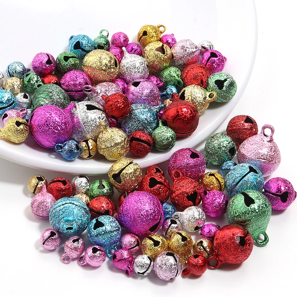20-50pcs 6 8 10 12 14 mm Iron Jingle Bells Colorful Matte Metal Bells For DIY Christmas Tree Ornament Jewelry Making Accessories