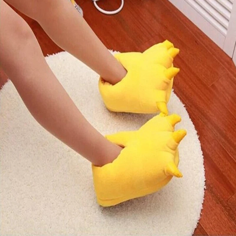 Winter Warm Soft Indoor Floor Slippers Women Men Shoes Paw Funny Animal Christmas Monster Dinosaur Claw Plush Home Random Lining