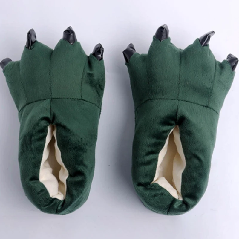 Winter Warm Soft Indoor Floor Slippers Women Men Shoes Paw Funny Animal Christmas Monster Dinosaur Claw Plush Home Random Lining