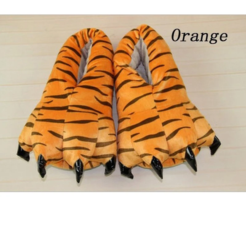 Winter Warm Soft Indoor Floor Slippers Women Men Shoes Paw Funny Animal Christmas Monster Dinosaur Claw Plush Home Random Lining