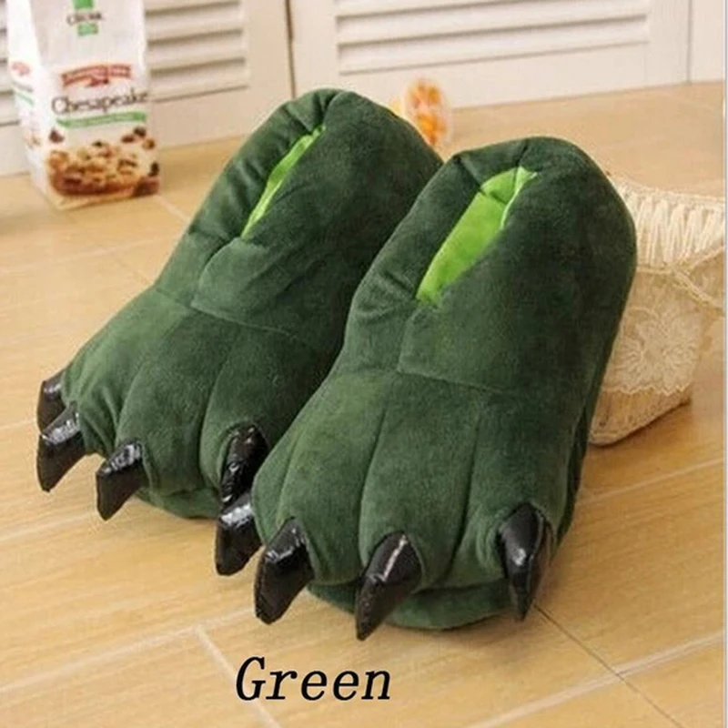 Winter Warm Soft Indoor Floor Slippers Women Men Shoes Paw Funny Animal Christmas Monster Dinosaur Claw Plush Home Random Lining