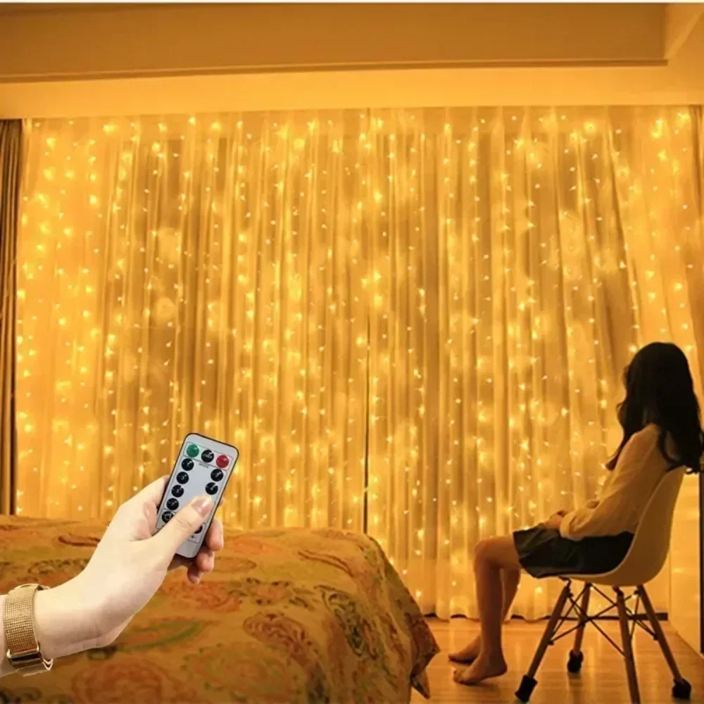 Remote Control Fairy Lights 3 4 6 Meters USB LED Curtain String Lights for Christmas Home Bedroom Decoration Festive Party