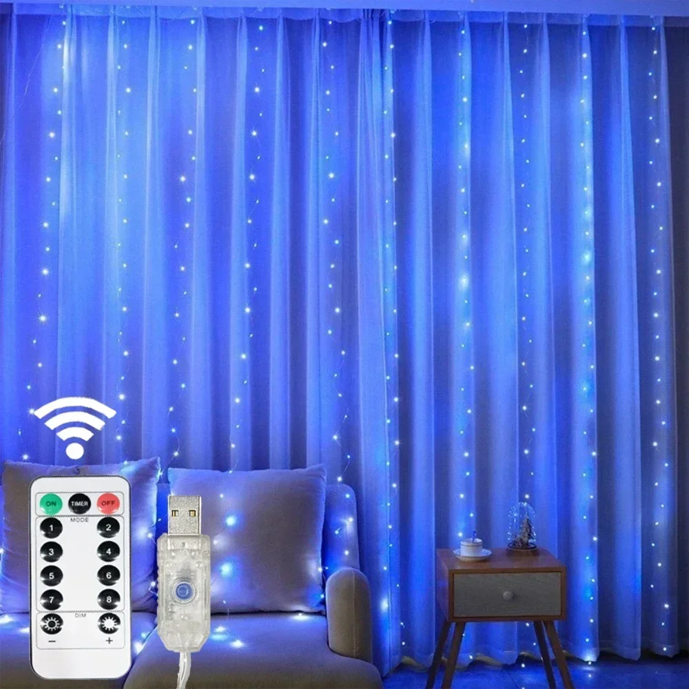 Remote Control Fairy Lights 3 4 6 Meters USB LED Curtain String Lights for Christmas Home Bedroom Decoration Festive Party