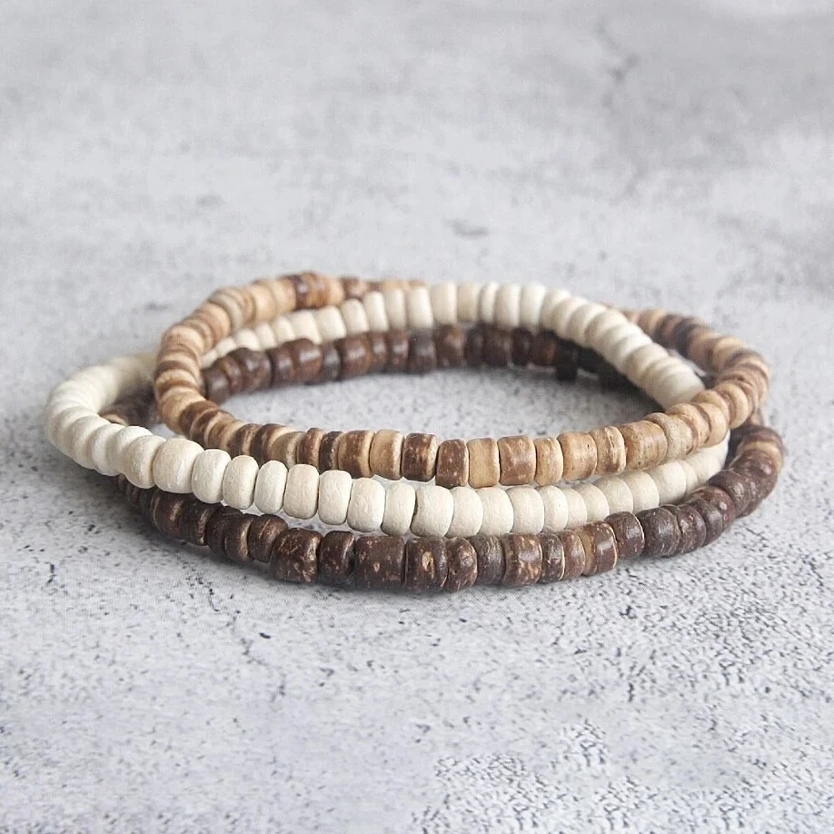 3pcs(1set), Surfer Bracelets, Boho Beaded Bracelet, Beach Bracelet, Men Bracelet Set, Christmas Gift, Gift for Him