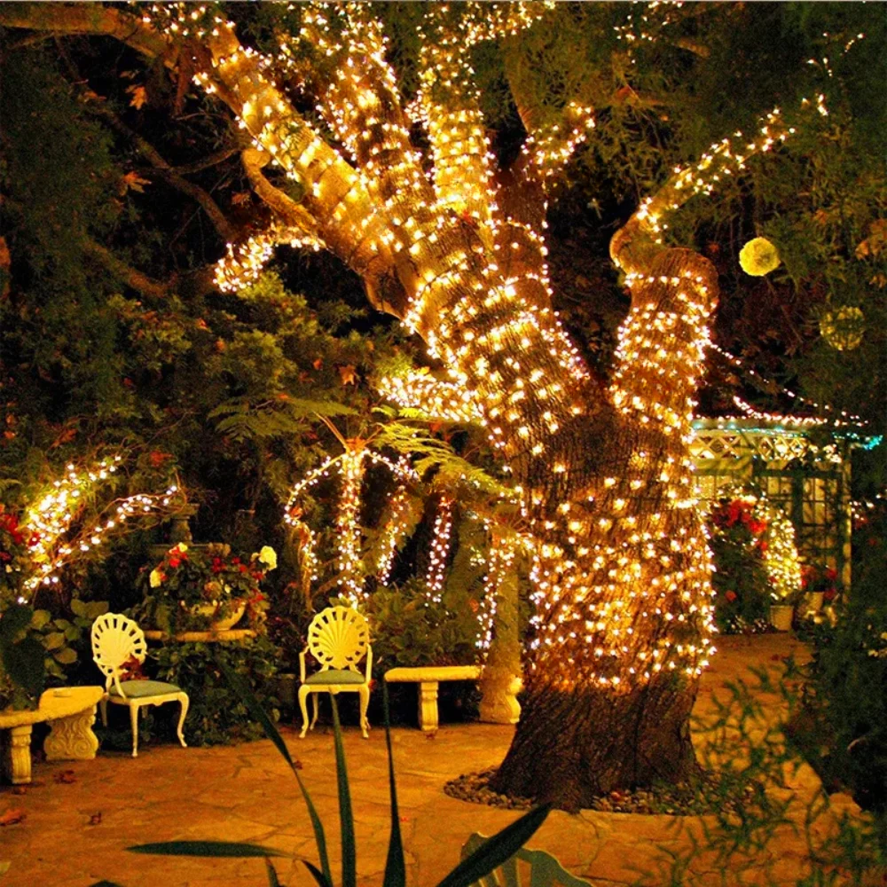 8Colors Outdoor Solar Light Garden Warm/Purple/RGB LED Strip String Fairy Lights Solar Lamp Waterproof Garland Christmas Decor