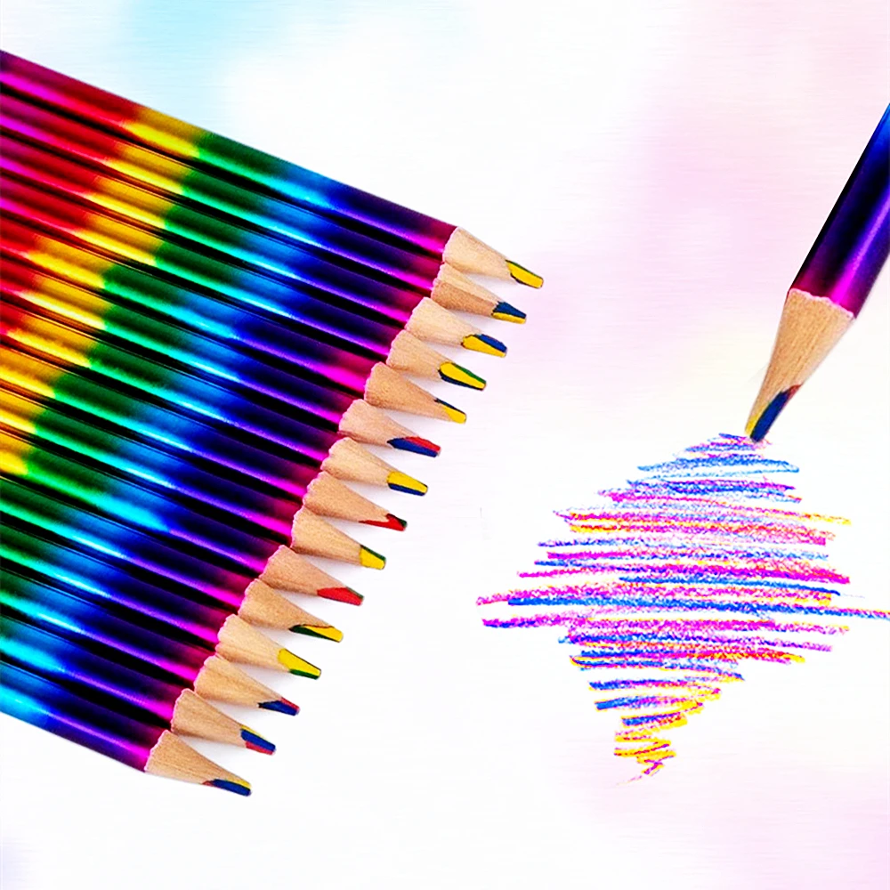 12-48 Pcs Rainbow Four-color Painting Brush for Children's Birthday Party Kindergarten Home Carnival Christmas Party Gift Reward