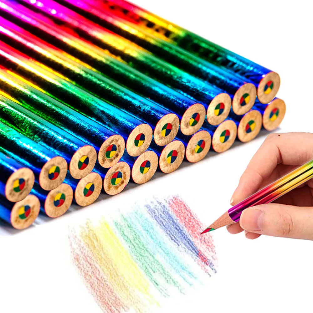 12-48 Pcs Rainbow Four-color Painting Brush for Children's Birthday Party Kindergarten Home Carnival Christmas Party Gift Reward