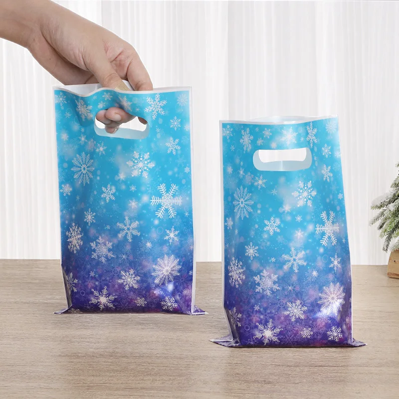 20/50pcs Snowflake Party Candy Gift Bags Christmas Cookie Snack Packaging Bag Kids Birthday Party Supplies New Year Decoration