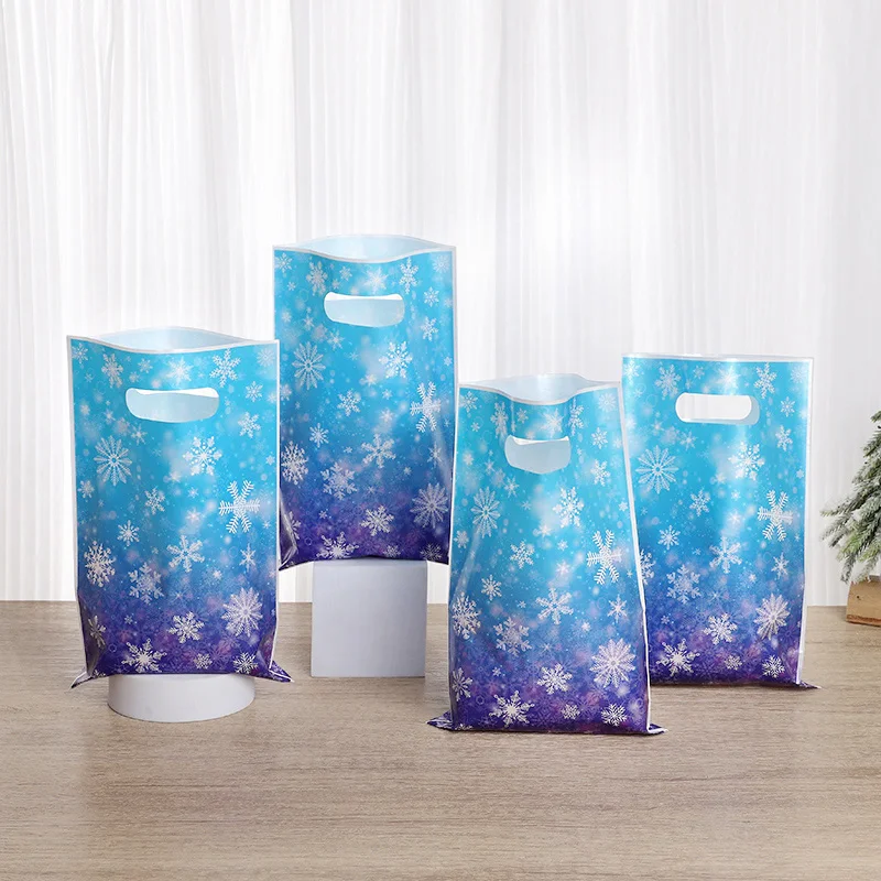 20/50pcs Snowflake Party Candy Gift Bags Christmas Cookie Snack Packaging Bag Kids Birthday Party Supplies New Year Decoration
