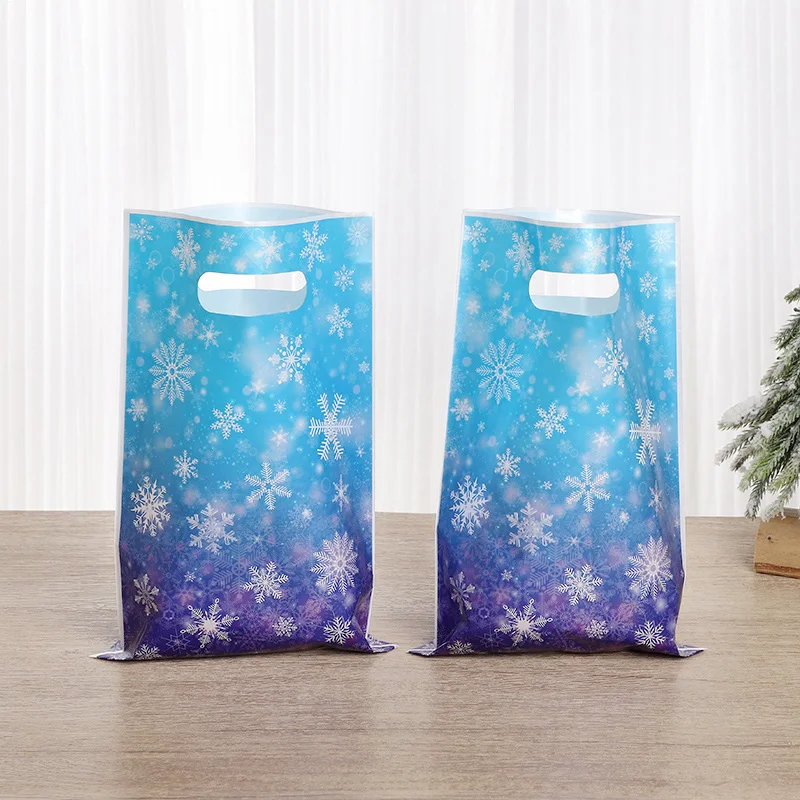 20/50pcs Snowflake Party Candy Gift Bags Christmas Cookie Snack Packaging Bag Kids Birthday Party Supplies New Year Decoration