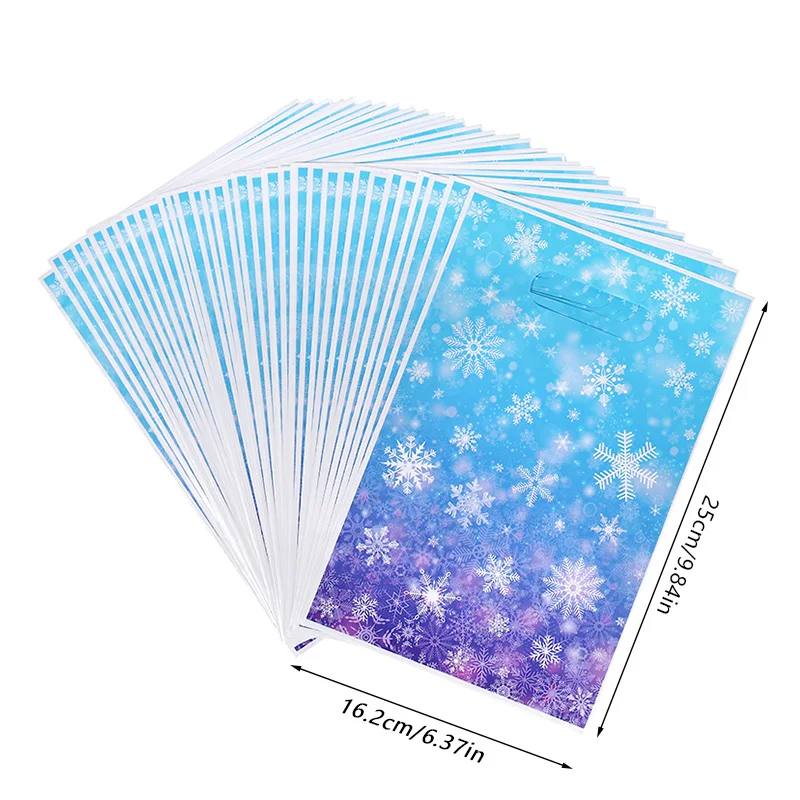 20/50pcs Snowflake Party Candy Gift Bags Christmas Cookie Snack Packaging Bag Kids Birthday Party Supplies New Year Decoration